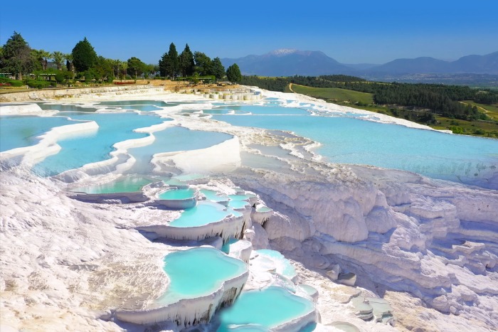 View over Pamukkale thermal pools