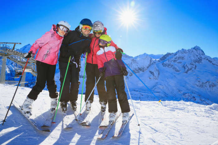 Family on ski slope