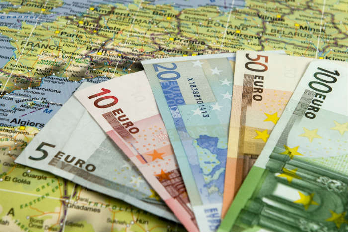 Euros on map