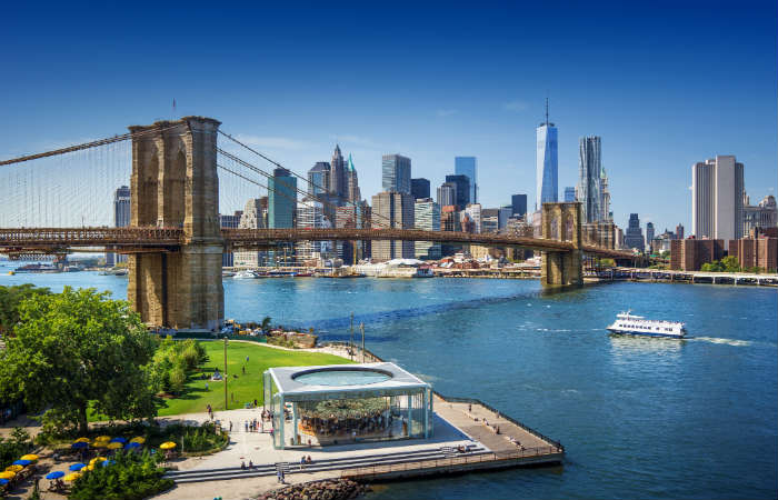 New York skyline from Brooklyn Bridge