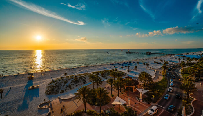 Clearwater Beach at sunset, the number 1 beach in the US