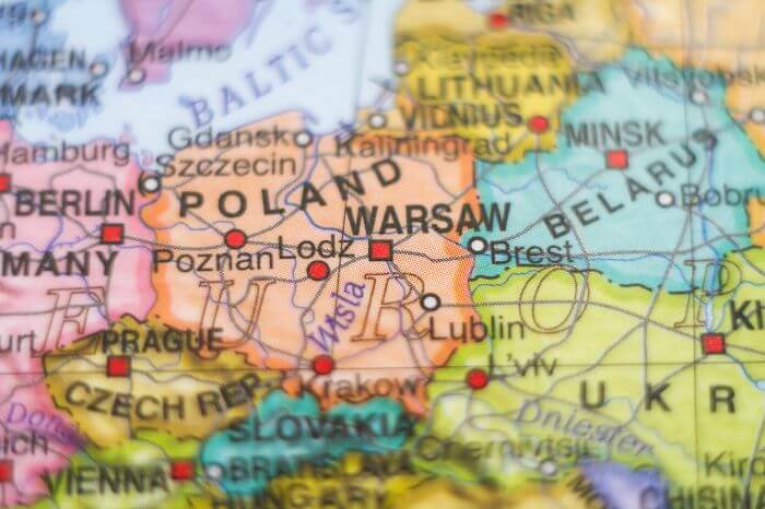 Map Showing Gdansk in Poland