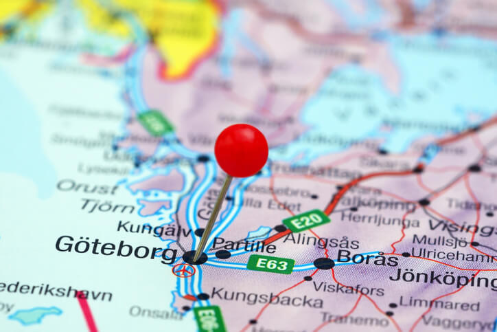 Map showing the location of Gothenburg within Sweden