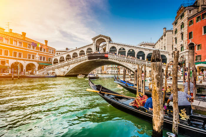 Venice canal with gondola