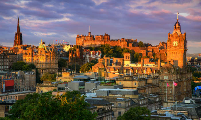 View of Edinburgh city and castle