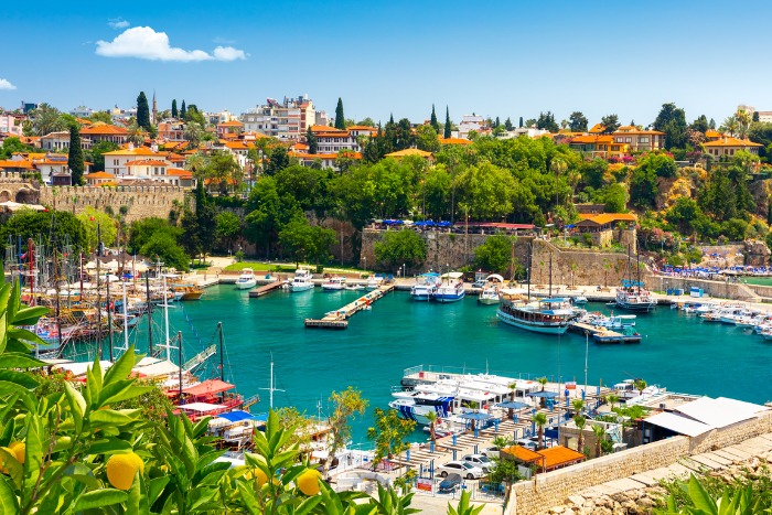 View of old town harbour, Antalya